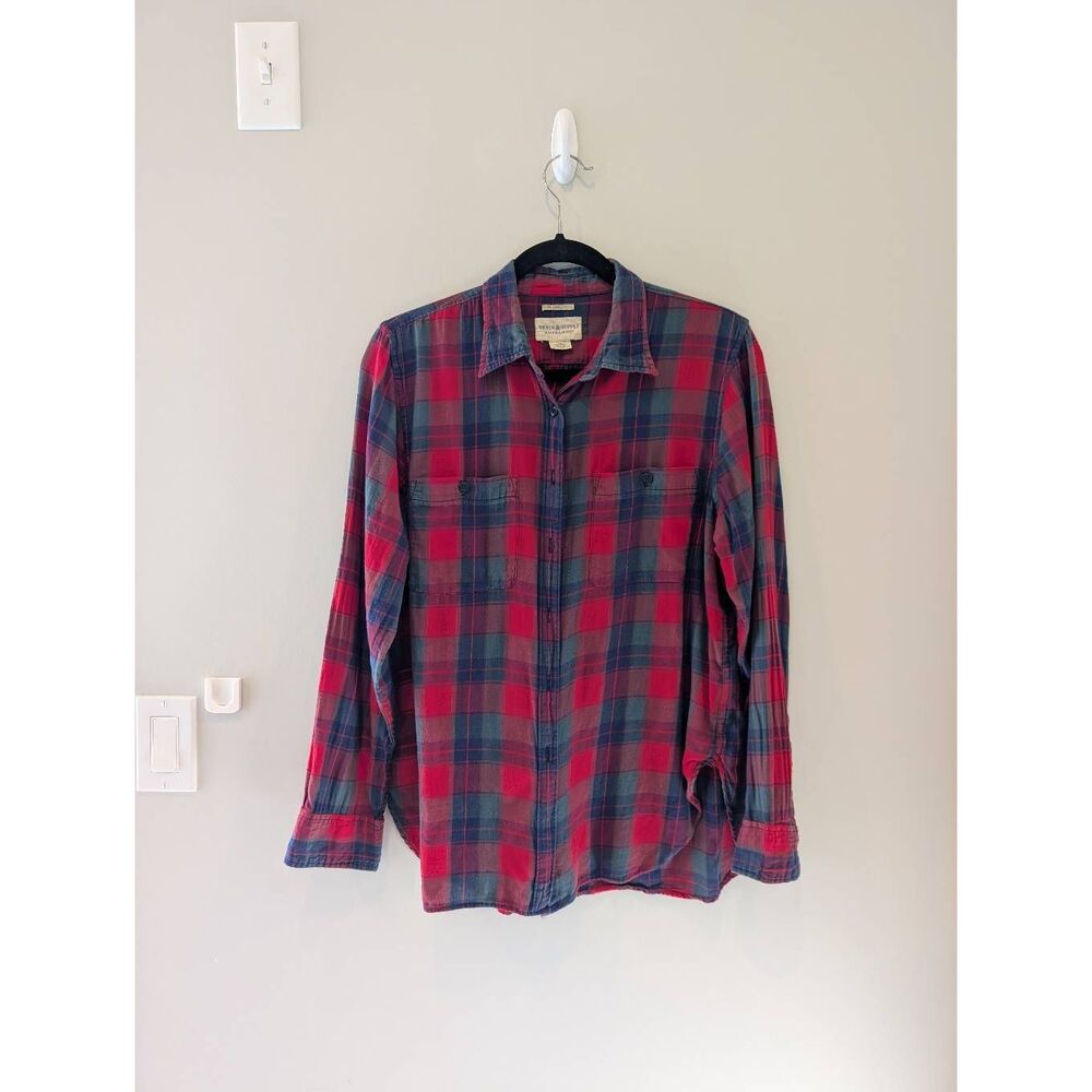 Denim & Supply Ralph Lauren Plaid Button Up Shirt Top Size Large Farm Flannel